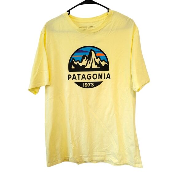 Patagonia Fitz Roy Scope Organic T-Shirt - Men's Size Medium Yellow - Picture 1 of 5